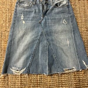 Lucky Brand Blue Distressed A-Line Skirt